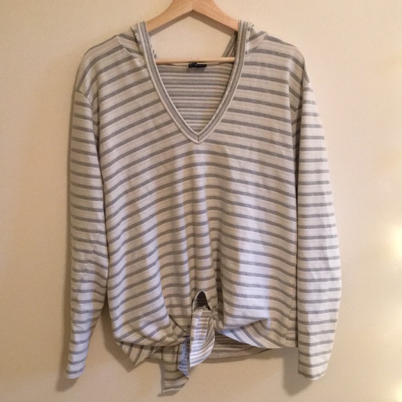 Tie front hooded pullover - Picture 1 of 3